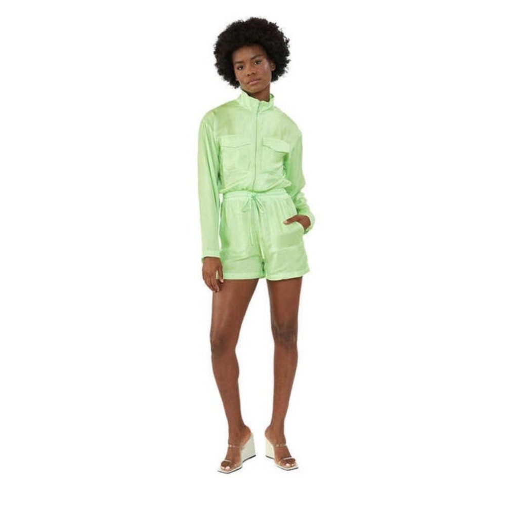 NWT Revolve Plush Silky Flight Suit Romper in Sharp Green